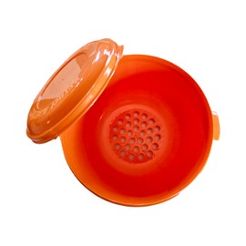 APSI Store Kernel Katcher Popcorn Bowl Set - Popcorn Sifter Shaker Kernel Catcher and Separator, Large and Reusable With Lid, Dishwasher Safe, Recycled Plastic with Handle Orange