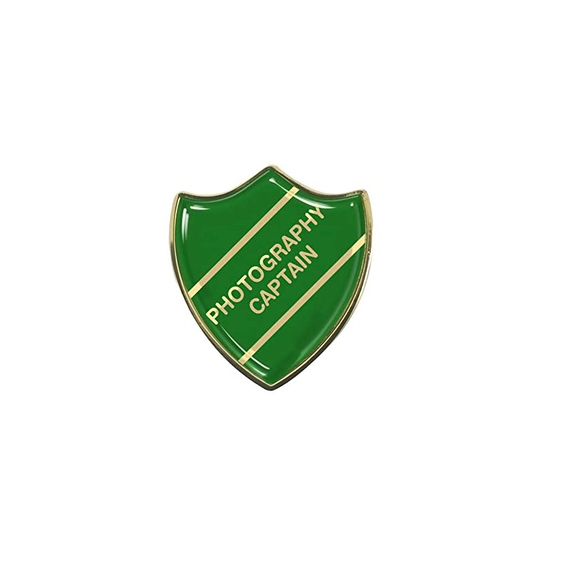 Photography Captain Gel Domed Green School Shield Badge