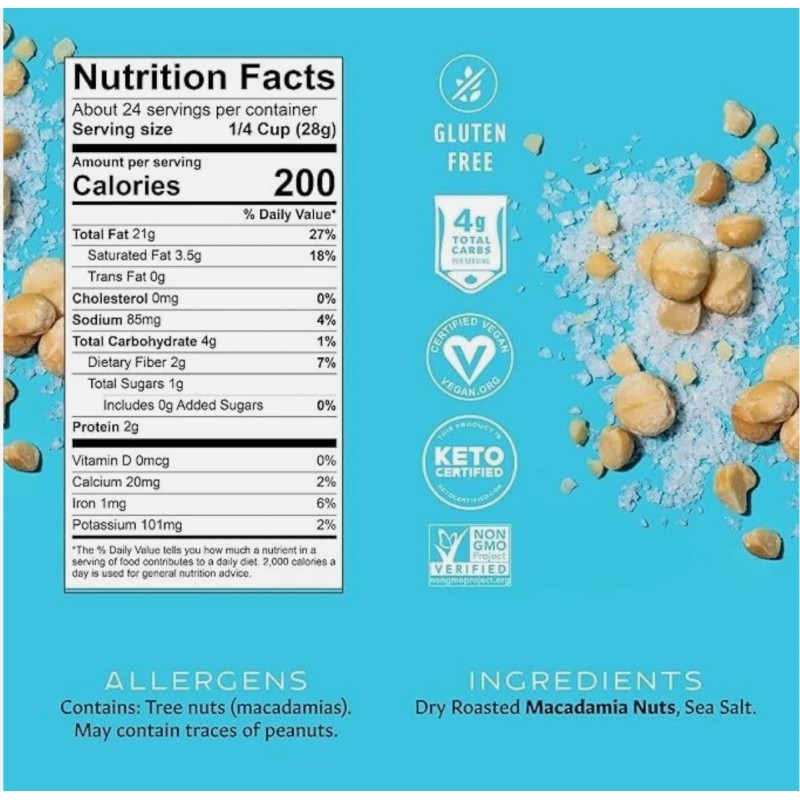Mauna Loa Premium Roasted Macadamia Nuts, Hawaiian Sea Salt Flavor,