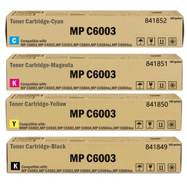 MP C6003 Toner Cartridge Black Cyan Yellow Magenta Replacement for Ricoh Aficio Lanier Savin MP C6003 C4503 C5503 C6004 C4504ex C6004ex Series Printer.(4-Pack 841849 841851 841852 841850)