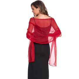 SURVODJA Women Shawls and Wraps for Evening Dress Lightweight Scarf Wedding Guest Shawl Wrap Bridesmaid Scarves(Burgundy,79''×18'’)