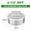 TAISHER 1PCS 304 Stainless Steel Outer Square Thread Socket Pipe