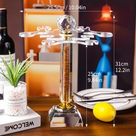 Hanjue Crystal Glass Stemware Rack, Rotates to Hold 6 Wine Glasses, Glass Holder (gold crush diamonds)