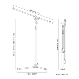 Tama Iron Works Tour MS455BK Microphone Stand, Black