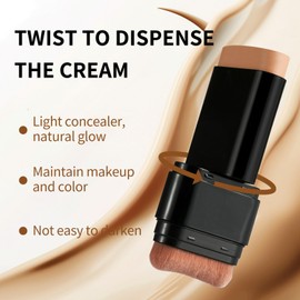 Foundation Stick, Hydrating Lightweight Contour Brighten Skin Color, Foundation Concealer Stick with Brush, Full Coverage Matte Finish for Face Makeup(04#WHEAT)