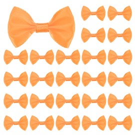 M METERXITY 120-Pack Mini Craft Ribbon Bow 1.5x1 Inch Checkered Fabric Satin Ribbon Bows Boutique for Craft DIY/Treat Bags/Hair Bow Sewing/Wedding/Party/Christmas [Orange]