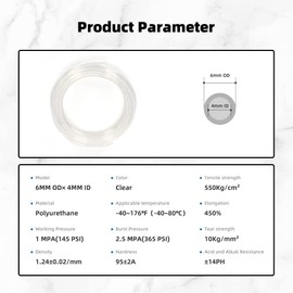 CGELE Pneumatic Tubing Clear PU Air hose Pipe Tube Kit 6mm OD 4mm ID 39.4ft/12 Meter for Air Line or Fluid Transfer…