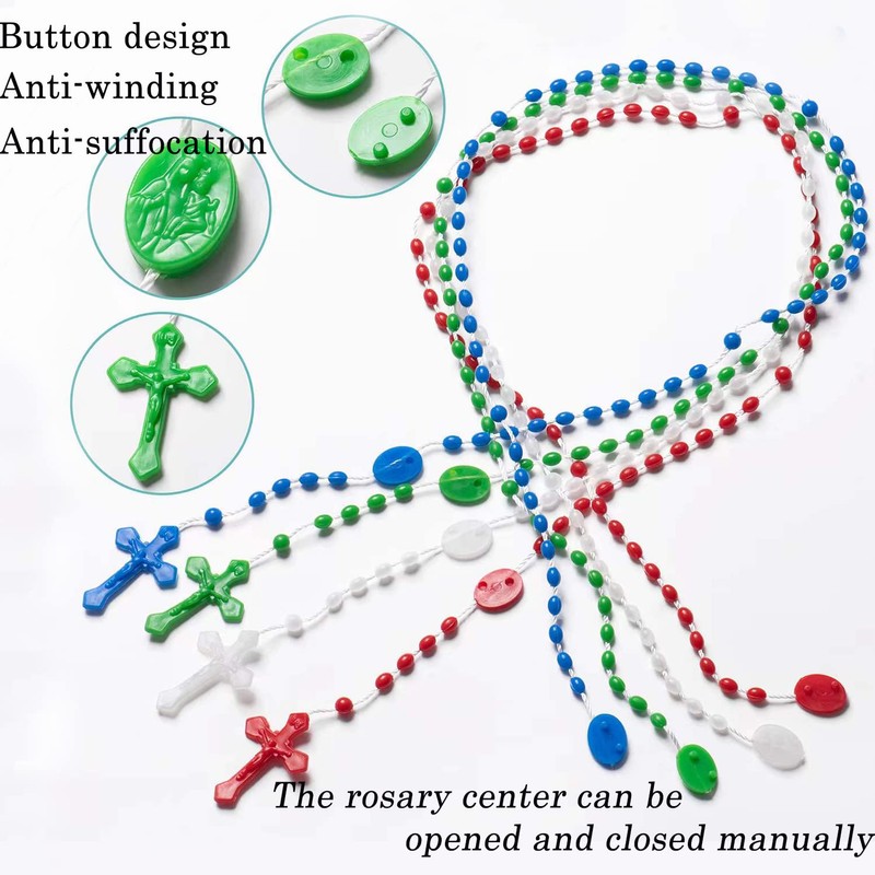 ZYFLSQ Bulk Plastic Rosary Beads Catholic 12 Pack, 17 Inch