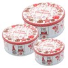 Set of 3 Metal Tins with Christmas Cookie Decorations, Merry