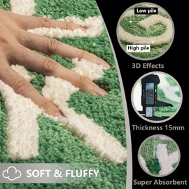 Long Bathroom Rugs Runner 18" x 47" Sage Green Get Naked Bath Mat Soft Absorbent Microfiber Bath Rugs Non-Slip Shaggy Carpet Washable Bath Mats for Bathroom Floor Tub Shower Winter Home Decor