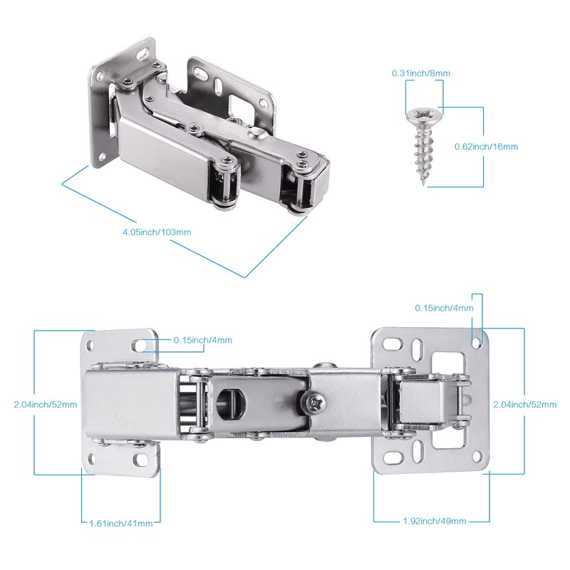 Zocipro Pack of 4 Hinge Folding Fittings, 90/170 Degree Folding