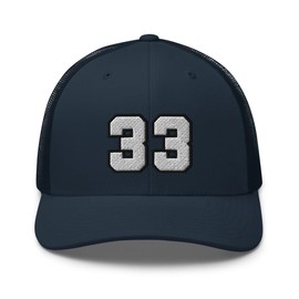 RIVEMUG Team Number 33 Embroidered Trucker Hat Curved Bill Mid Crown Adjustable Baseball Cap Navy