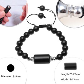 Amogeeli Obsidian Stone Diffuser Bracelet with 8mm Beads Healing Crystal Cylindrical Essential Oil Bottle Bracelet for Women