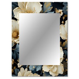 DesignQ Elegance of Danish Modern Design Geometric,Abstract Wall Mirror, Printed Yellow Wall Mirror, Modern Bathroom Wall Mirror, Decorative Geometric,Abstract Mirror - 30x40 Inches