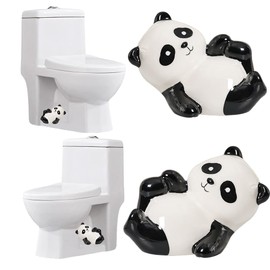2PCS Toilet Bolt Covers Decorative, Ceramic Toilet Bolt Caps Decorative, Funny Toilets Screw Cover Caps, Lovely Panda Toilets Bowl Bolt Covers, Easy Installation Bathroom Accessories (Lying Panda)