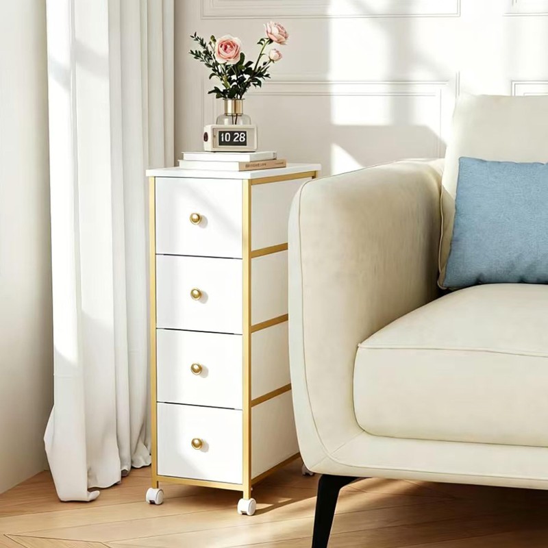 Narrow Storage Cabinet, Narrow Nightstand Dresser with 4 Drawers