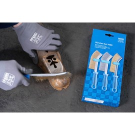 PFERD HBG 43900005 Hand Brush Set with 1 x Hand Brush with Brass-Plated Steel Wire, Stainless Steel Wire and Brass Wire Diameter 0.30 mm