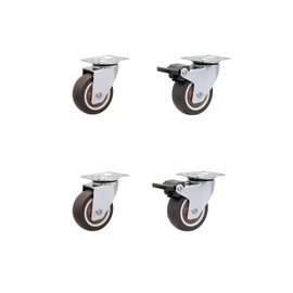 LIKERAINY Small Silent TPR Swivel Castors Ø 25 x 13 mm with Plate Fixing Rubber Wheels with Brake Replacement for Mobile Furniture Chest Caster Wheels Loading Capability 40kg Pack of 4 pcs