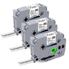 Meritom 3X TZ Clear Tape 12mm 0.47 Laminated Compatible for Brother P Touch TZe-131 TZ131 Aze131 Label Tape 12mm x 8m Work for Brother Label Printer H110 H100lb H101c H105 D210 D400, Black on Clear