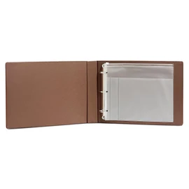 3 Rings Check Binder for End-Stub Deskbook Checks, 3 on a Page, Fit 3 & 9 Holes Check Faux Leather (11 1/4" x 9") (Brown)