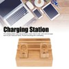Bamboo Charging Station Multifunction 5 Ports Charging Station Rack for