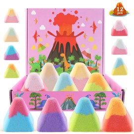 NPET 12Pcs Volcano Bath Bombs Set, Unique Macaroon Color Volcano Design Bath Bombs, 12 Different Scents Bath Bombs for Relax Skincare Favors for Kids Boys Girls