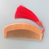 Anti-static Peach Wood Hair Comb Traditional Craft Tassel 7ea