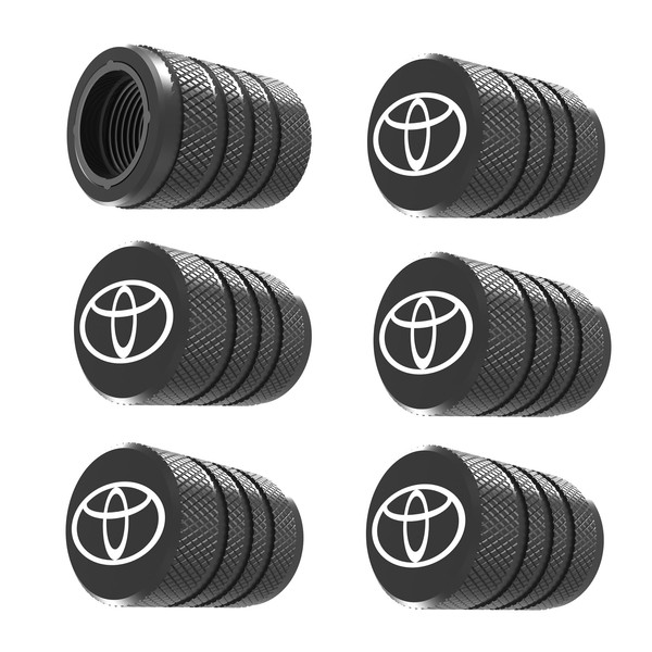 Tire Valve Caps, Copper, Black, Vehicle Specific Fit (Toyota, Corolla,