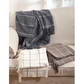 SARO LIFESTYLE Sevan Collection Geometric Design Throw Blanket Grey Throw-50 x60, 50" x 60"