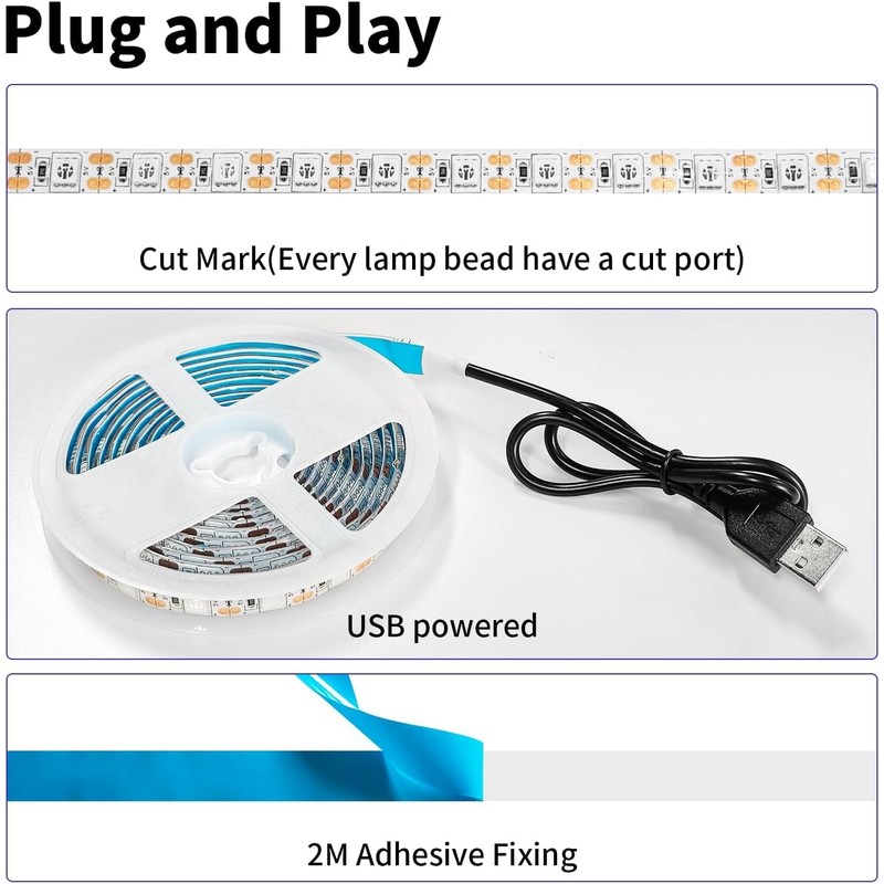 iNextStation USB UV Black LED Light Strip, 2M/6.6ft 5V SMD5050