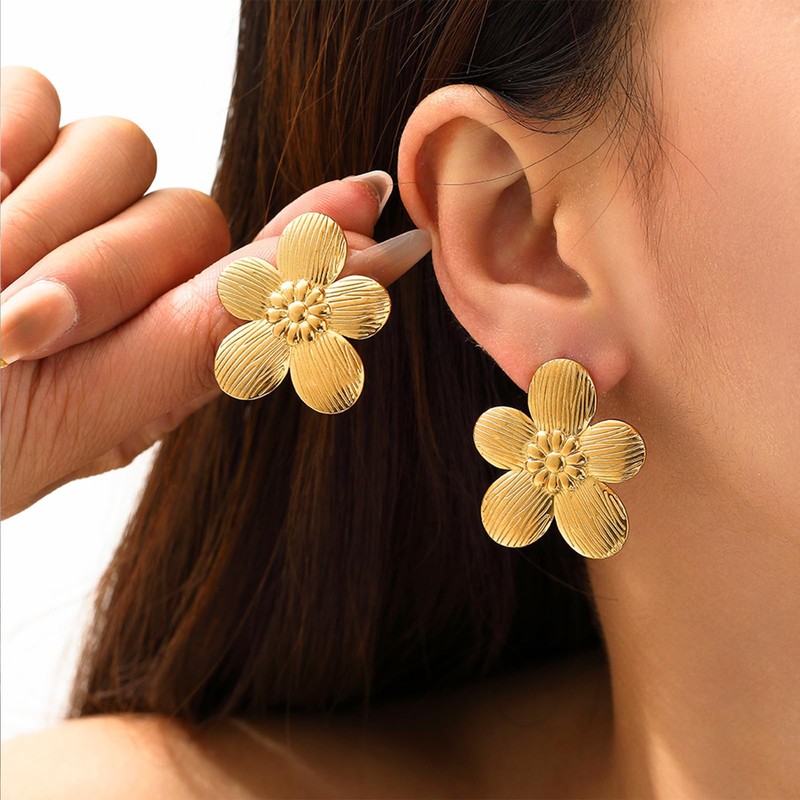 Gold Flower Earrings for Women Statement Earrings for Women Big