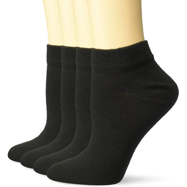 Dr. Scholl's Women's 4 Pack Diabetic & Circulatory Non-Binding Low Cut Socks, Black, Shoe Size: 4-10