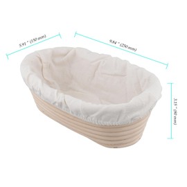 4 PCS 10 Inch Natural Rattan Bread Proofing Baskets, Oval Sourdough Proving Basket With Linen Liner for Artisan Baking