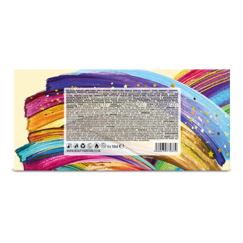 Beauty4Britain 6 x Luxury Nail Polish 6 Different Bright Rainbow