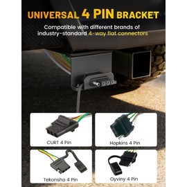Oyviny Vehicle-Side 4 Way Flat Trailer Wiring Harness Mounting Bracket, Rust-Proof Trailer Plug Bracket for Standard 4-Pin Flat Connectors, Black Oxide Finish