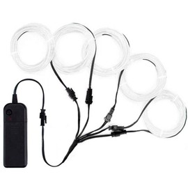 Car Neon Light Wire, TOTMOX Ice Blue/Red/White EL Wire LED Light Strip for Car Home Office Garden Interior Atmosphere Decoration Lighting, Waterproof Cuttable Bendable