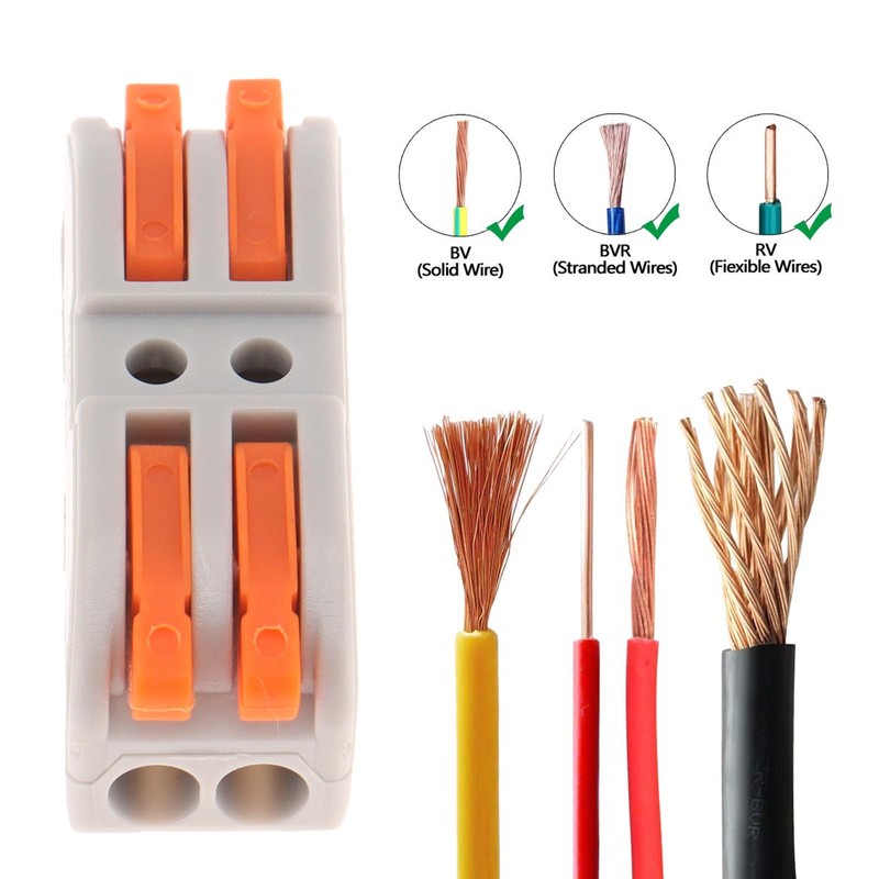 DIANN 10pcs Lever Wire Connectors 2 Circuit Inline Splices Electrical