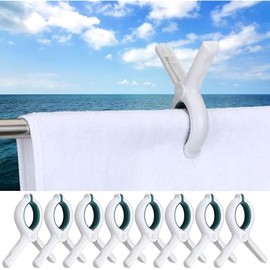 Hushee 8 Pack Marine Boat Rail Towel Clips Storm Proof Large Clips Pontoon Boat Towel Organizer Accessories Multi-Purpose Outdoor Laundry Clips for Beach Pontoon Boat Fishing Cruise Travel