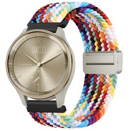 Elastic Strap for Garmin Vivoactive 5/Vivomove 3/Vivomove Luxe/Vivomove Style/Vivomove Sport/Vivomove Trend, 20mm Soft Breathable Nylon Bracelet Replacement Band (Rainbow)