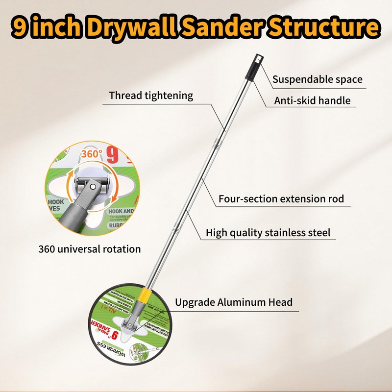 WorkBless Pole Sander for Drywall, 79 Inch Manual Hand Drywall