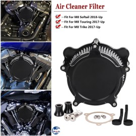 Unbranded Black Cut Air Cleaner Grey Intake Filter Kit For Harley M8 Softail Touring Trike