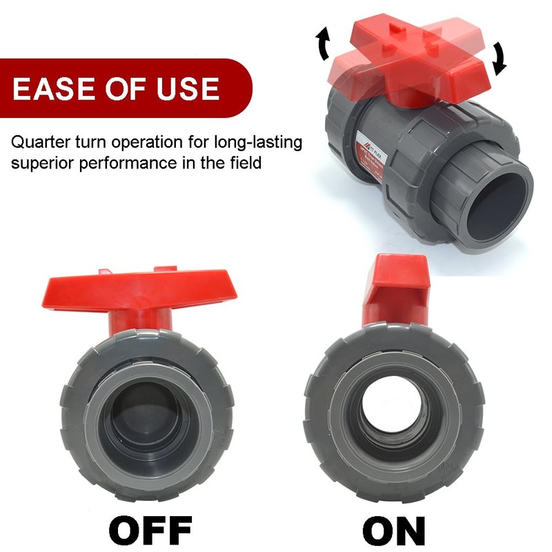 TTFLEX 1-1/2" Inch (DN40) True Union Ball Valve, ASTM NBR