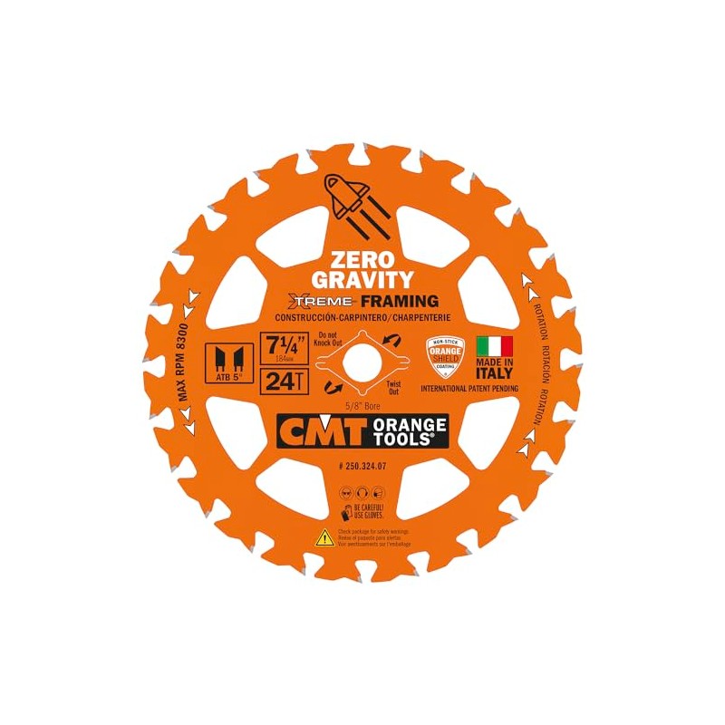 CMT Orange Tool 250.324.07-X10 FRAMING Zero Gravity 7-1/4”x5/8”, 10 Pack