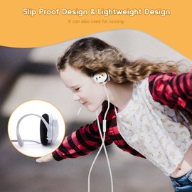 AnRuk Kids Earbuds for Back to School with Ear Hooks, Cute Cat Earbud for Kid Wired Over Earbud & Ear Headphones with Microphone and Kawaii Ear Loops, Birthday Gifts for Girls and Boys (Yellow)