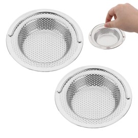 Pack of 2 Stainless Steel Drain Strainer with Handle, Stainless Steel Drain Strainer Kitchen Sink, Clogging Protection for Kitchen Sink, Easy to Clean (11 x 8 x 2 cm)
