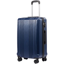 Coolife Luggage Expandable(only 28") Suitcase PC+ABS with TSA Lock Spinner 20in 24in 28in (navy, M(24IN))