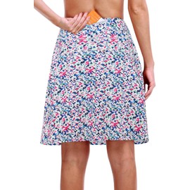 KORALHY 20" Knee Length Skorts Skirts for Women with Pockets, High Waist Skirts Active Tennis Golf Skorts with Inner Shorts for Hiking Running XL