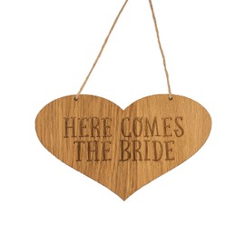 Here comes the bride heart sign | plaque/flag/banner/for hand held basket - wedding signs for page boy – flower girl – ring bearer ceremony décor