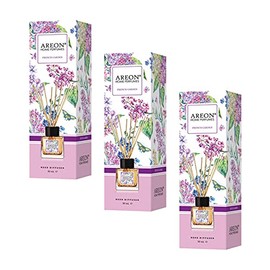 AREON Pac de 3 Unid de Aromatizante de 50 Ml Aromatizante Varitas Difusor de Varillas Elegante Fresco para Cuarto Sala Baño Ideal para Crear un Ambiente Acogedor y Relajante Marca (French Garden)