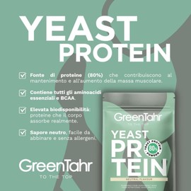 Green Tahr Proteine in Polvere di Lievito Nutrizionale Inattivo 750g. 80% Proteine Vegane ONA (Origine Non Animale), Aumento Massa Muscolare, Senza Zucchero Aggiunto né Glutine